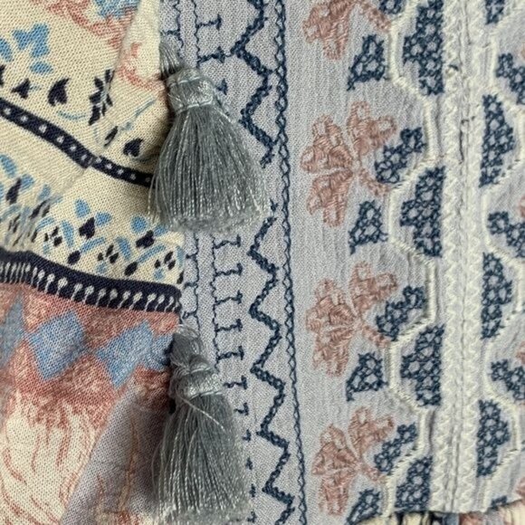 American Eagle XS Boho Floral Patchwork Peasant Blouse Long Sleeve - Picture 10 of 12